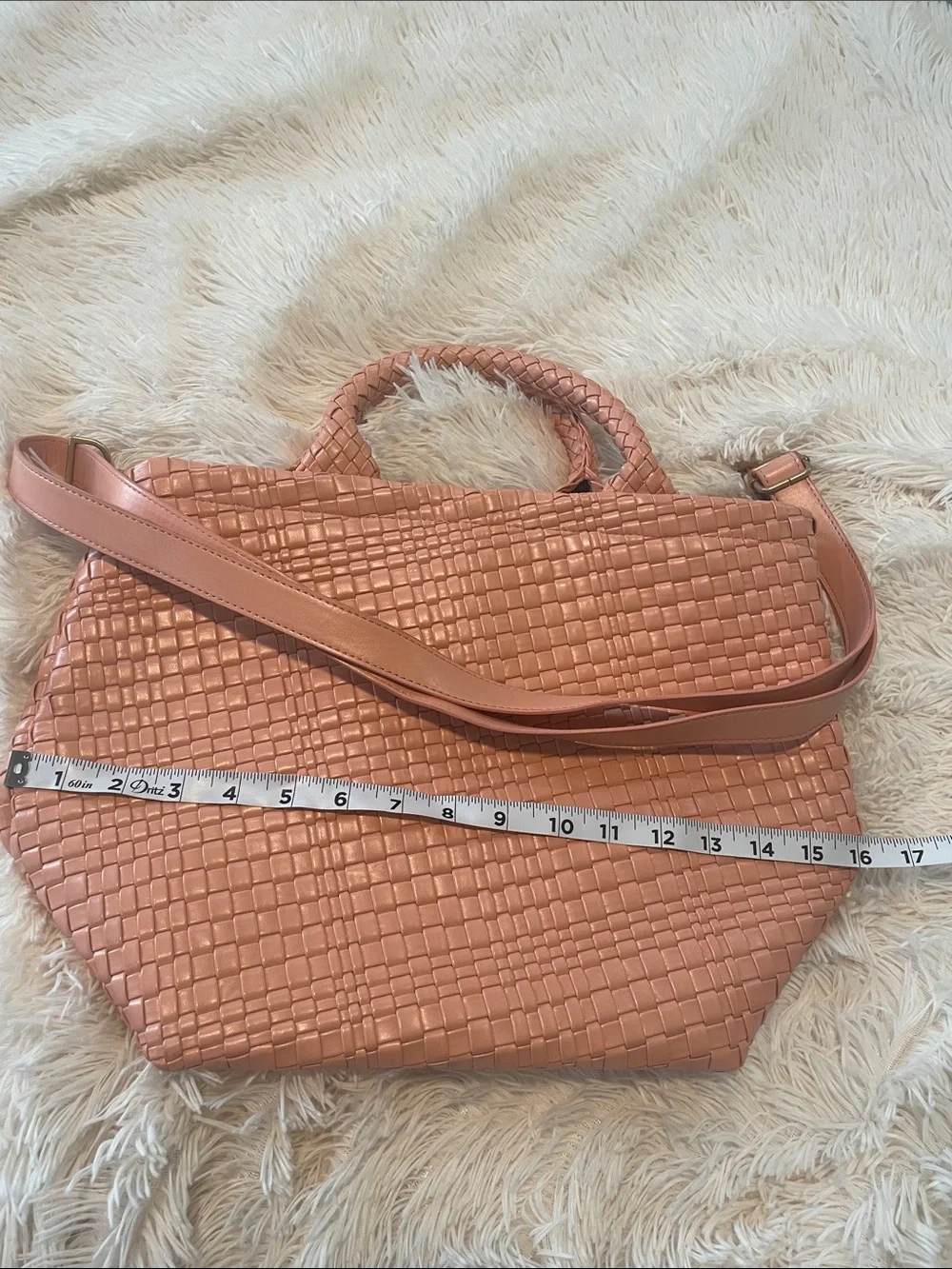 Woven Pink Tote with Detachable Shoulder Strap